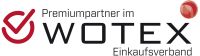 Logo mit rotem Häkchen und dem Text "Premiumpartner im WOTEX Einkaufsverband" auf weißem Hintergrund, ideal für Bodenleger, die sich auf Laminat oder Vinylbelag spezialisiert haben. -Bodenstyle Schuster - Industriestraße 2 - 66802 Überherrn - +49 (0)6836-7789955